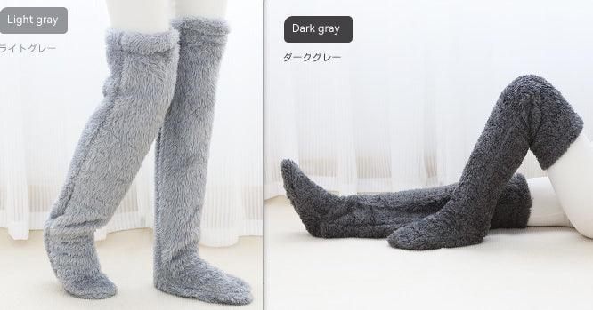 Over Knee High Fuzzy Long Socks Winter Warm Cold Leg Knee Joint Cold-proof Stockings Home Floor Sleeping Socks - Nioor