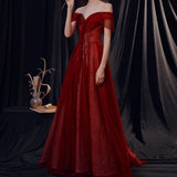 One Shoulder Slim Fairy Aura Light Gauze Bridesmaid Dress - Nioor