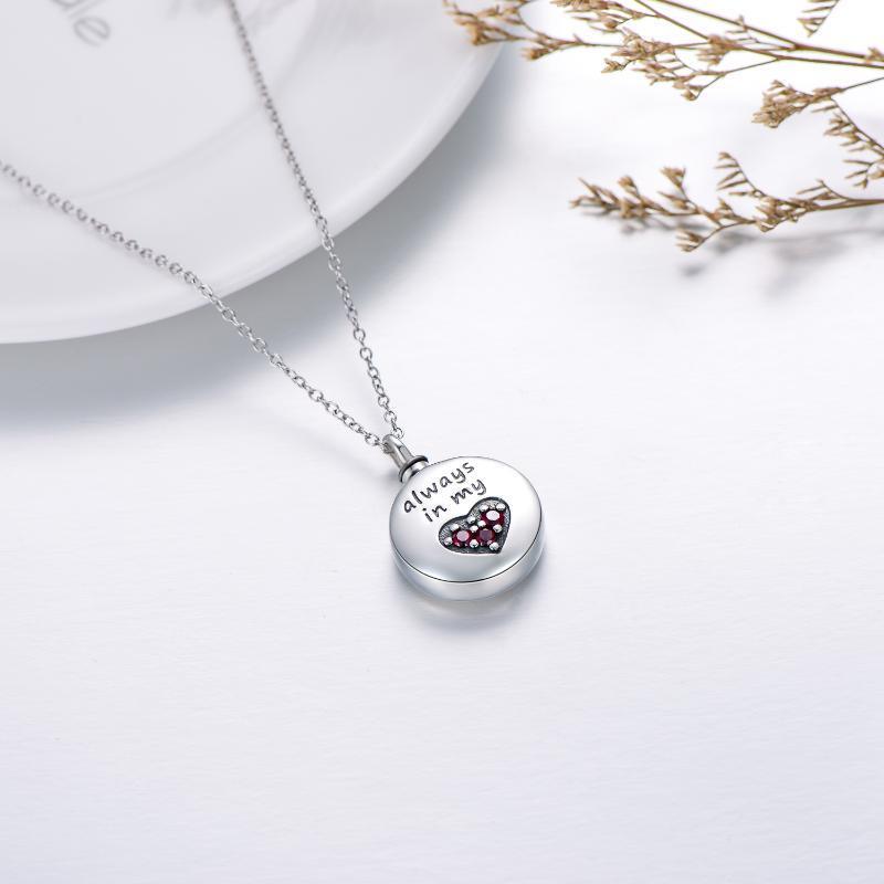 Heart Urn Engraved Cremation Necklace for Ashes in Sterling Silver - Nioor