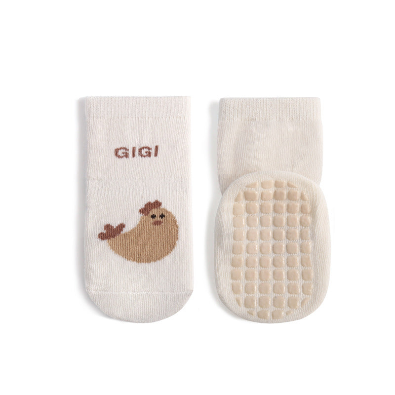 Children's Mid-calf Cute Cartoon Non-slip Dotted Rubber Floor Socks