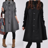 Plus Size Women's Mid-length Loose Woolen Coat - Nioor