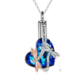 Sterling Silver Dragonfly Crystal Urn Pendant Necklace as Gifts for Women - Nioor