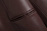 Women's European And American Style PU Leather And Leather Pants Suit - Nioor