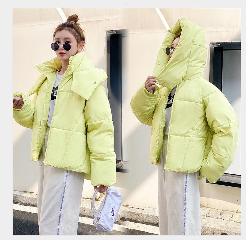 Puffy Hooded Bread Short Cotton-padded Jacket For Women Thick Loose - Nioor