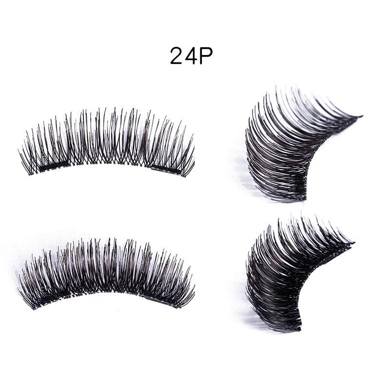 3D double magnet false eyelashes 24P double magnet false Mascara free magnetic false eyelash double magnet eyelashes - Nioor