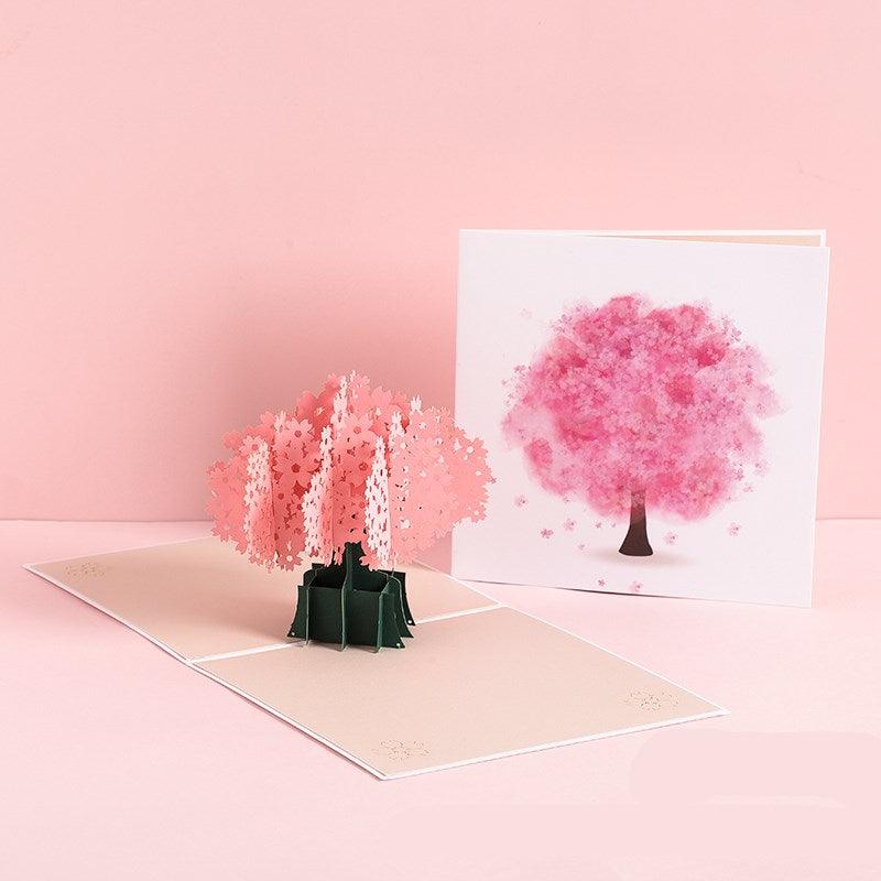 3D Laser Cut Handmade Sakura Kissing Lover Paper Invitation Greeting Card - Nioor