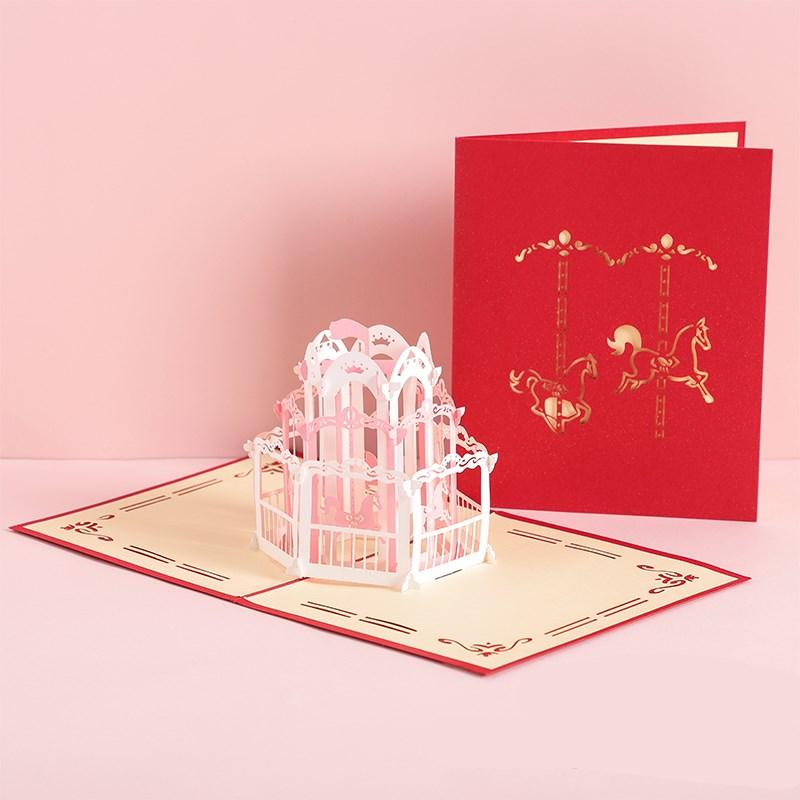 3D Laser Cut Handmade Sakura Kissing Lover Paper Invitation Greeting Card - Nioor