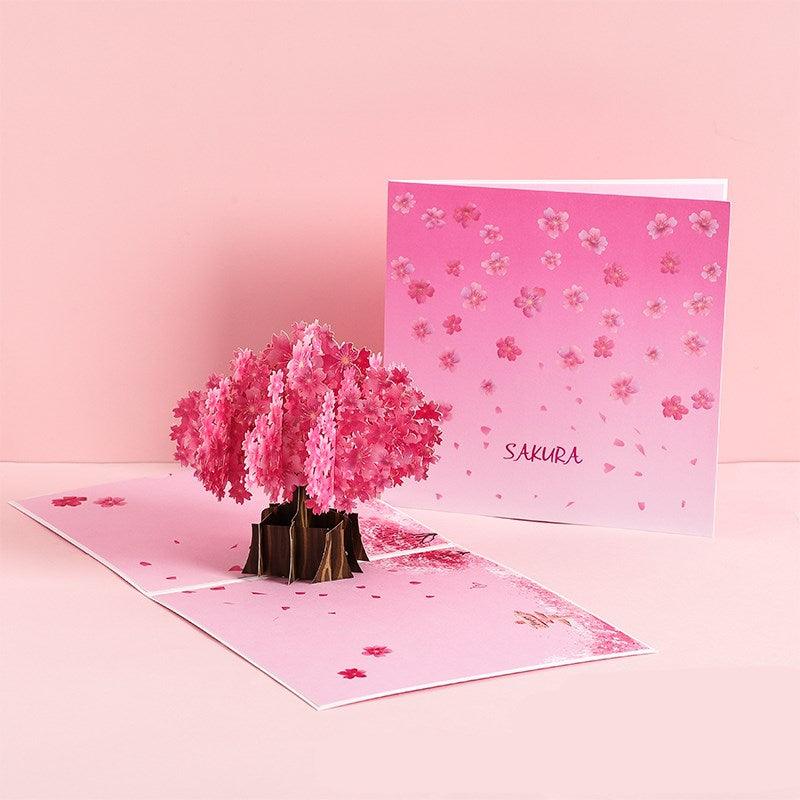 3D Laser Cut Handmade Sakura Kissing Lover Paper Invitation Greeting Card - Nioor