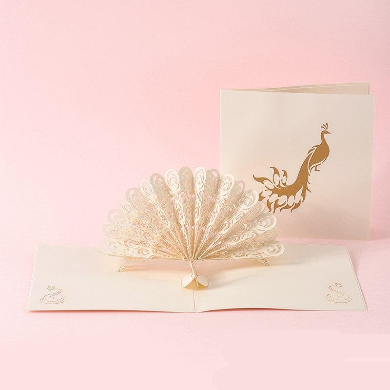 3D Laser Cut Handmade Sakura Kissing Lover Paper Invitation Greeting Card - Nioor