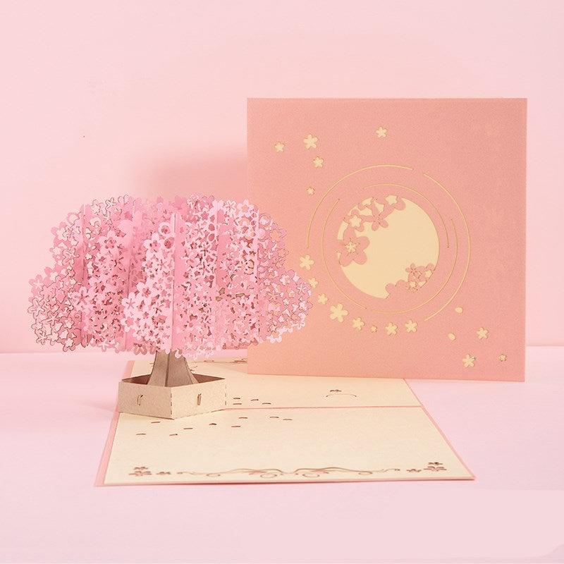 3D Laser Cut Handmade Sakura Kissing Lover Paper Invitation Greeting Card - Nioor