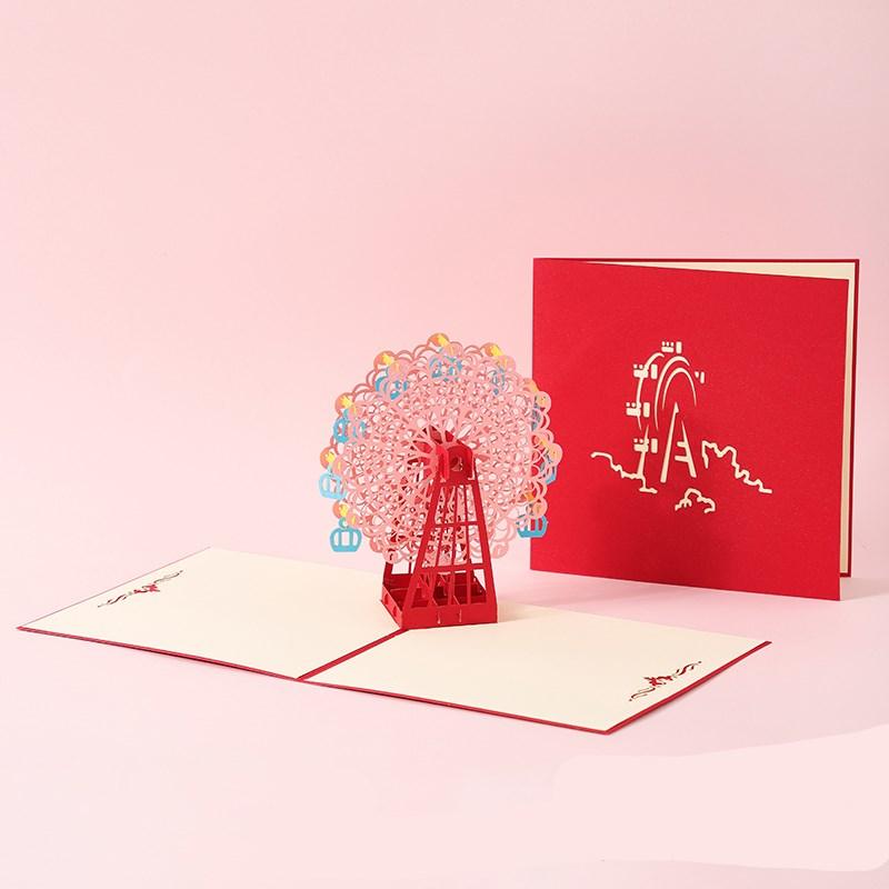 3D Laser Cut Handmade Sakura Kissing Lover Paper Invitation Greeting Card - Nioor