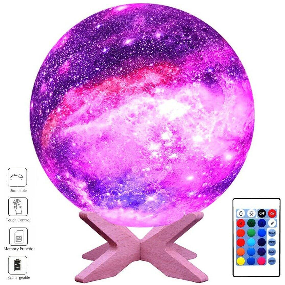 3D Printing Galaxy Lamp Moonlight USB LED Night Lunar Light Touch Color Changing Moon Lamp - Nioor