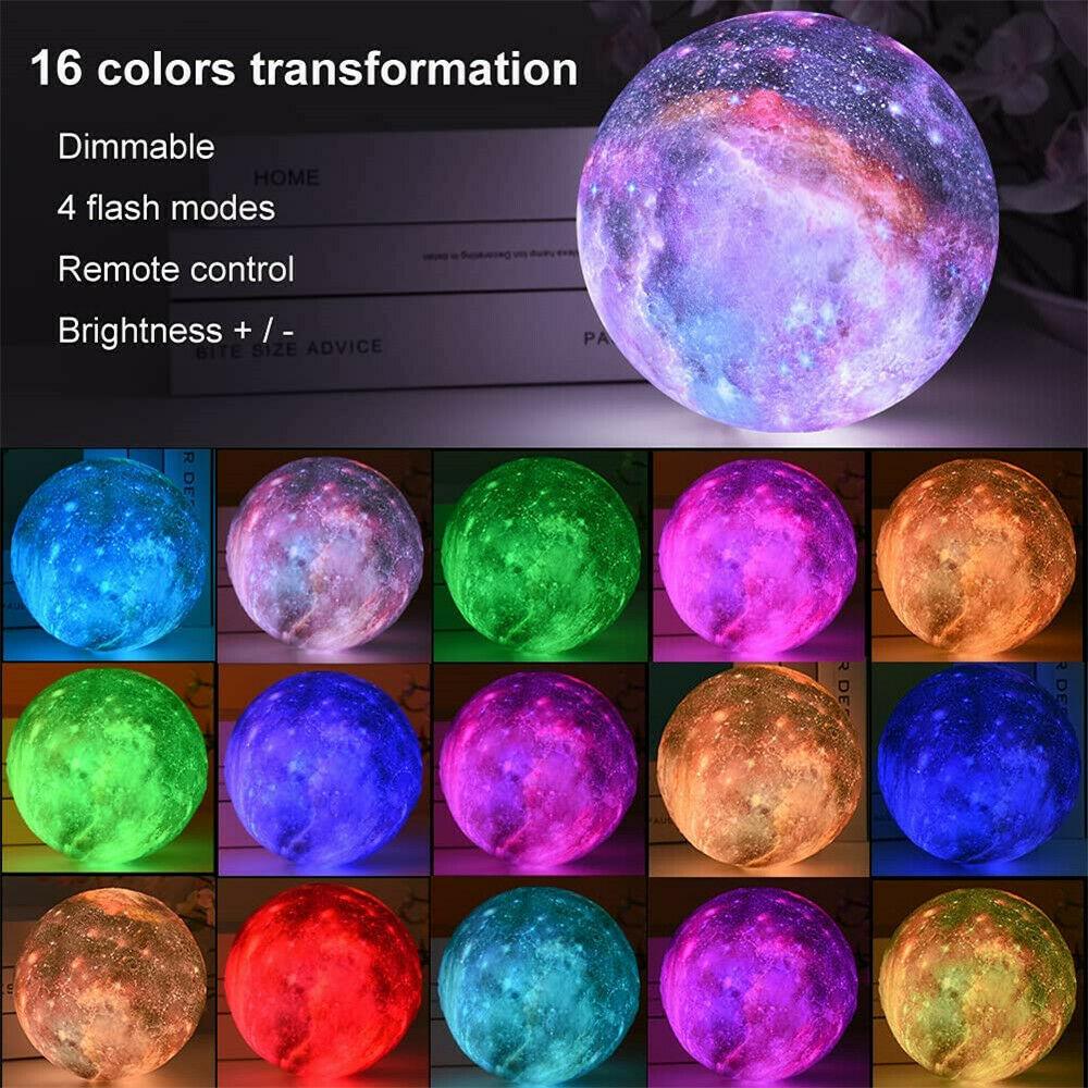 3D Printing Galaxy Lamp Moonlight USB LED Night Lunar Light Touch Color Changing Moon Lamp - Nioor