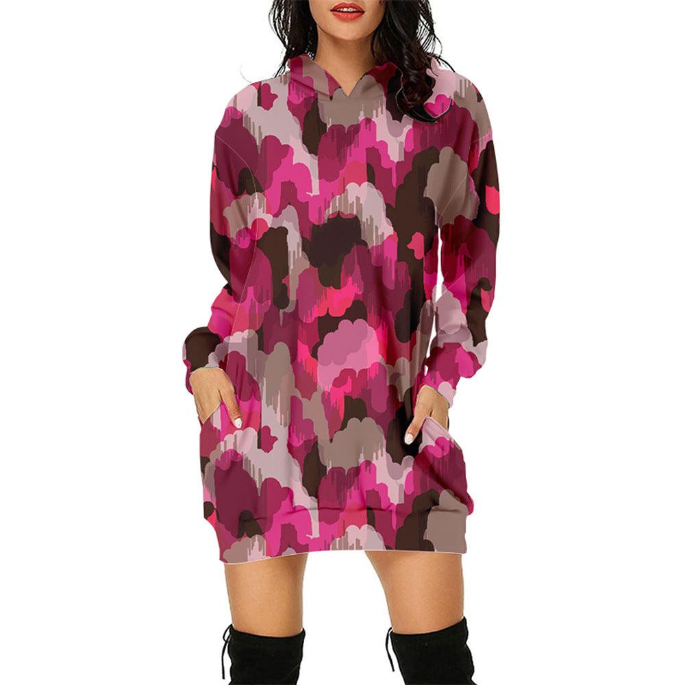 3d Sweater Dress Hooded Digital Printing - Nioor