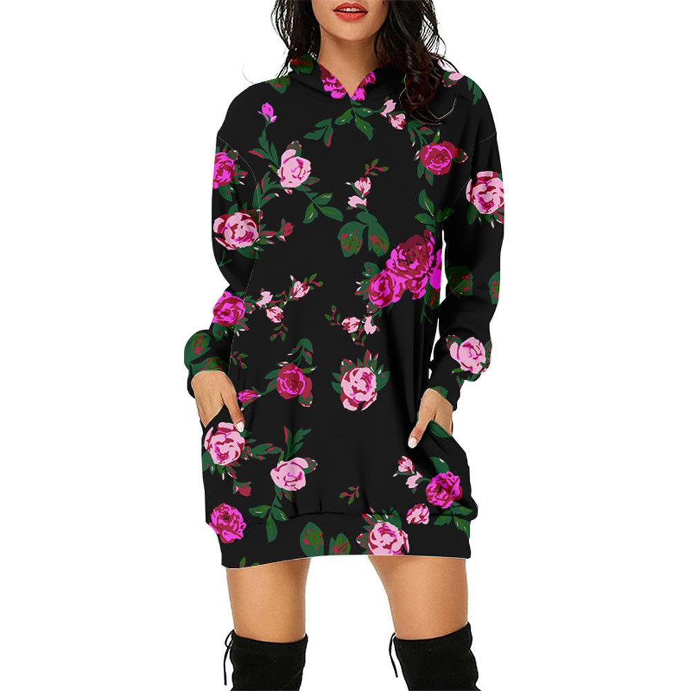 3d Sweater Dress Hooded Digital Printing - Nioor