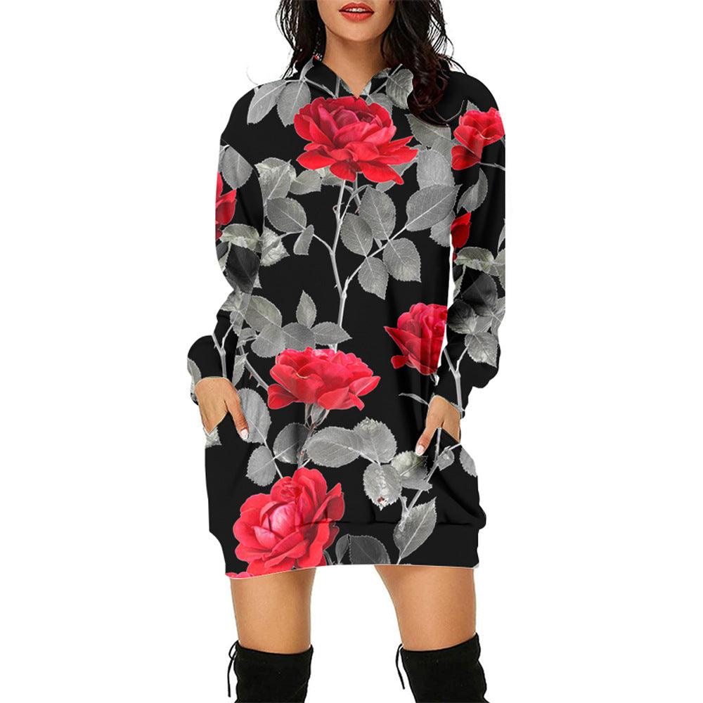 3d Sweater Dress Hooded Digital Printing - Nioor