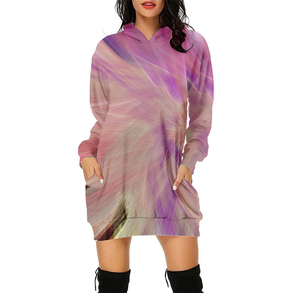 3d Sweater Dress Hooded Digital Printing - Nioor