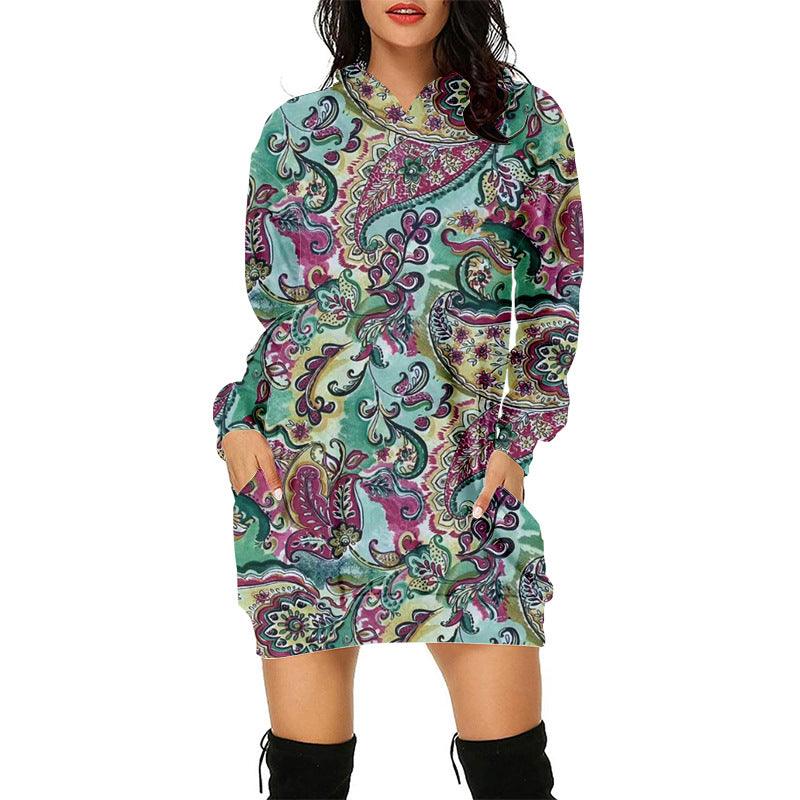 3d Sweater Dress Hooded Digital Printing - Nioor