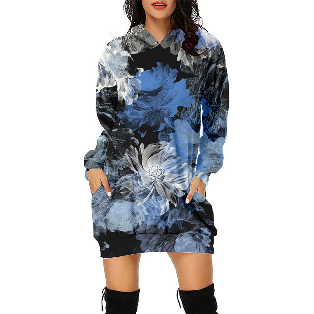 3d Sweater Dress Hooded Digital Printing - Nioor