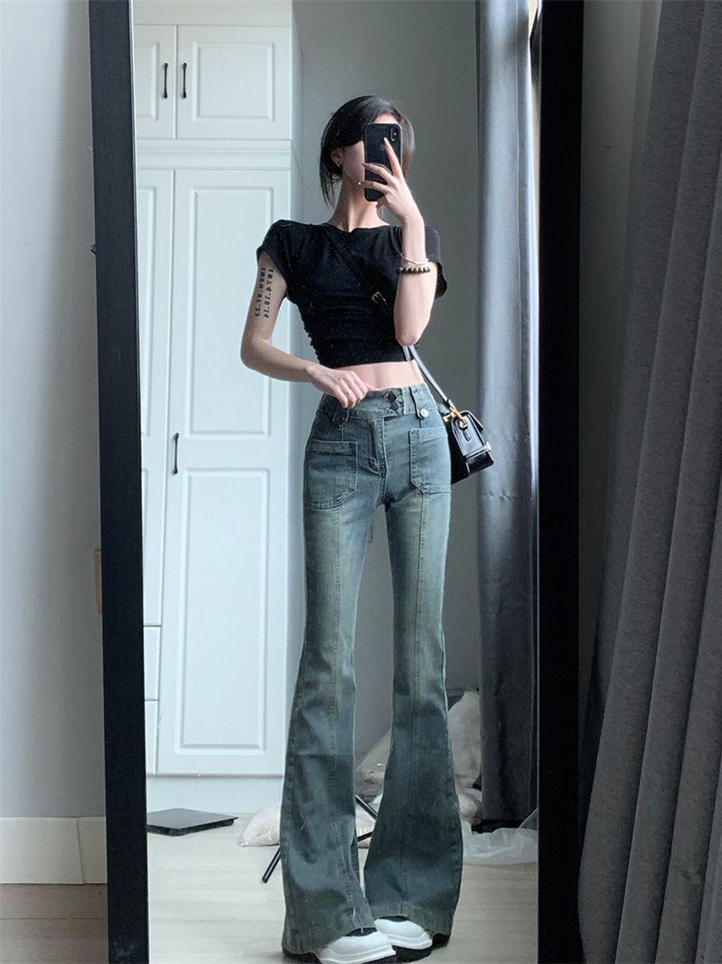 American-style Retro Skinny Jeans Women's High Waist Slimming - Nioor