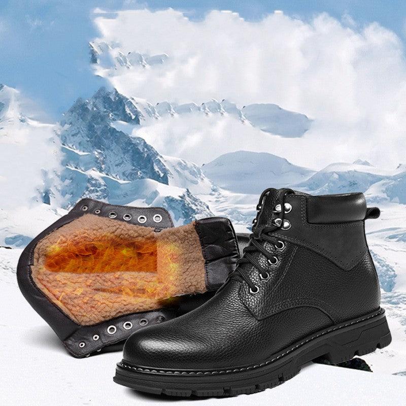 Winter Leather Martin Boots Men's Shoes High Top British - Nioor