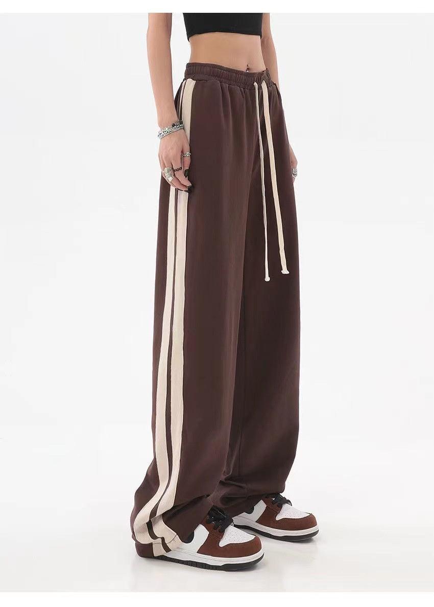 Retro Casual Women's Loose Hip Hop Wide Leg Track Pants - Nioor