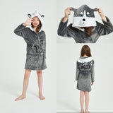 Children's Flannel Cartoon Hooded Homewear Nightgown