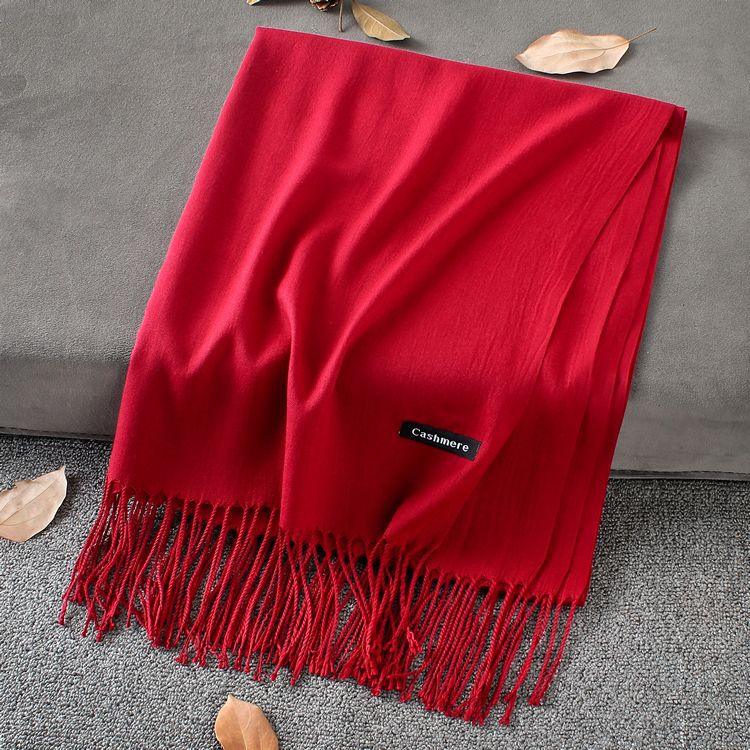 Fashion Simple Solid Color Tassel Scarf Shawl - Nioor