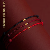 Small Bead Handmade Braided Red Rope Bracelet