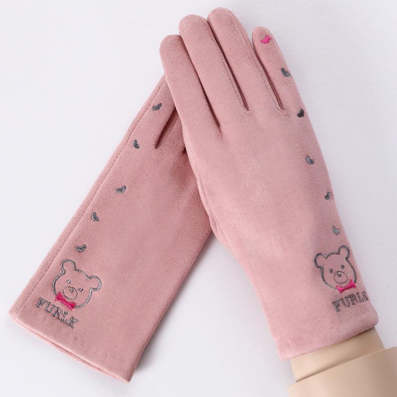 Thermal Gloves N915 Women's Winter Suede Double-layer Velvet Thickened - Nioor