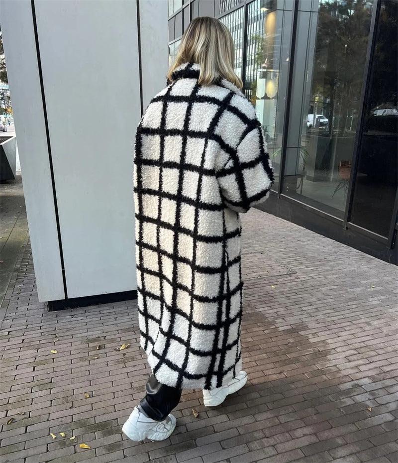 Polo Loose Coat Fashionable Plaid - Nioor