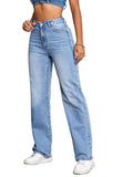 Casual High Waist Loose Denim Trousers - Nioor