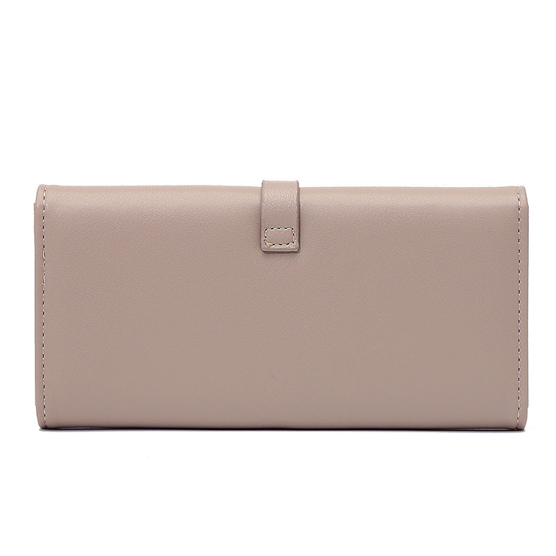 Long Metal Buckle Simple Tri-fold Clutch