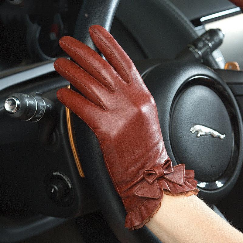 Women's Winter Warm Touch Screen Leather Gloves - Nioor