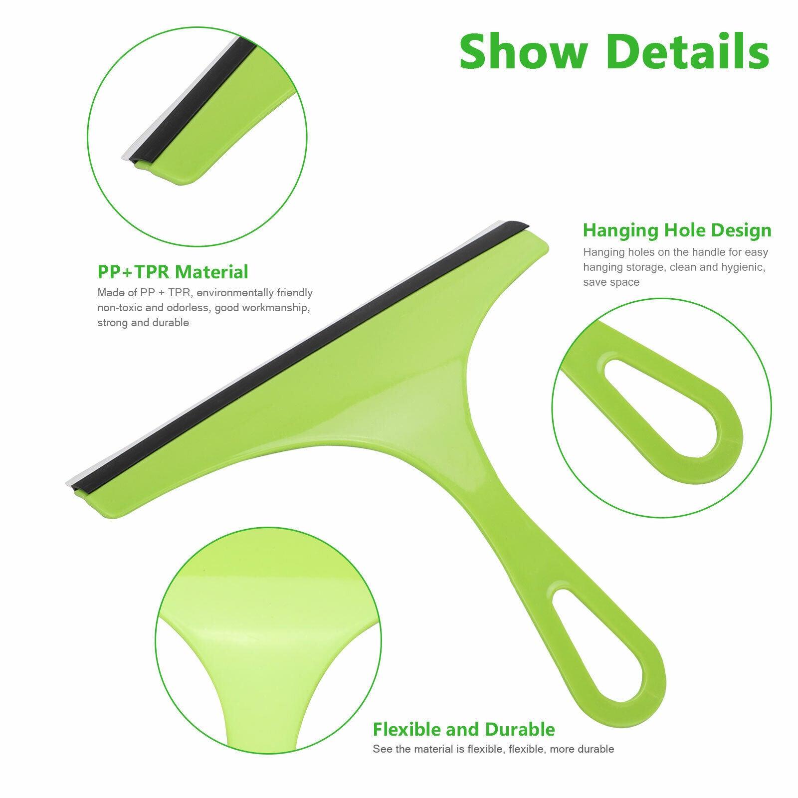 3X Glass Window Wiper Cleaner Squeegee Shower Screen Mirror Home Car Blade Brush Simple Green Car Glass Window Cleaner Wiper Cleaner Household Cleaning Brush Window Cleaning Tools - Nioor