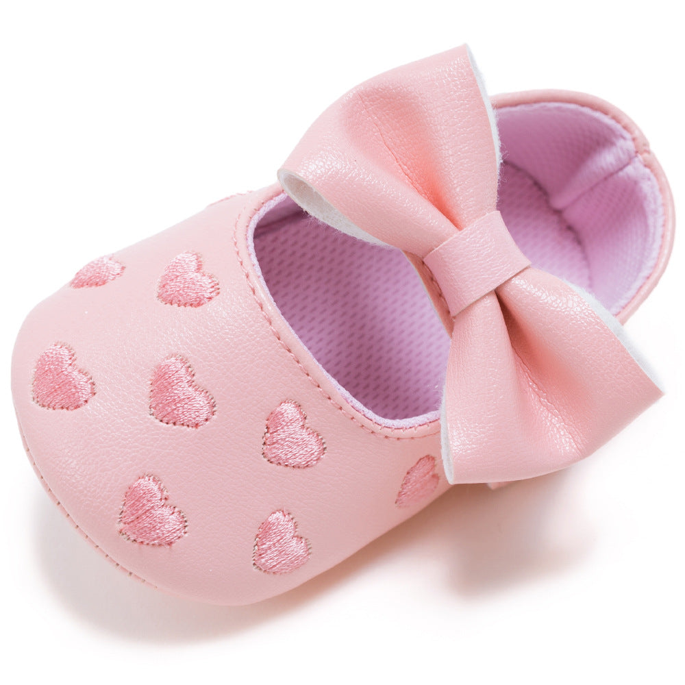 My0-1 love old toddler shoes embroidered bow shoes on behalf of a baby indoor soft bottom baby shoes