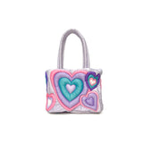 Down For Women Large Capacity Large Bag Heart Printing Fluffy