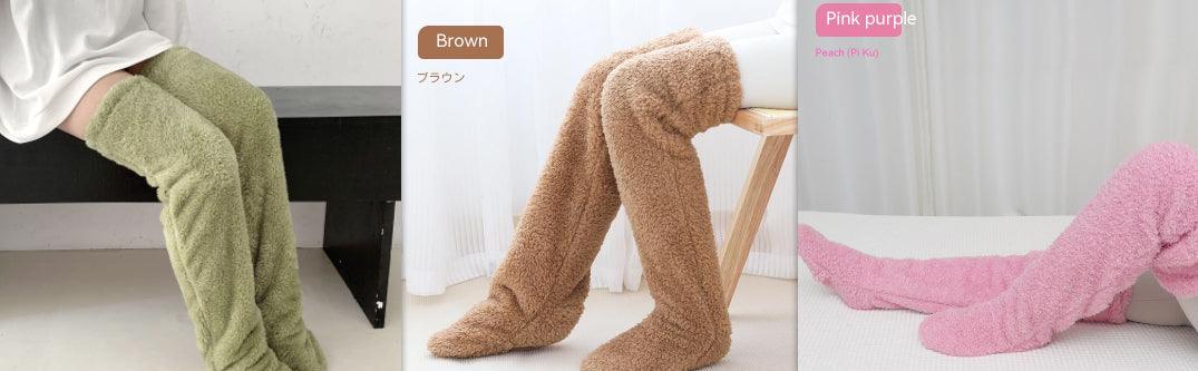 Over Knee High Fuzzy Long Socks Winter Warm Cold Leg Knee Joint Cold-proof Stockings Home Floor Sleeping Socks - Nioor