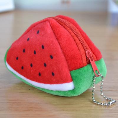 Children's Day Creative Gift Plush Solid Triangle Fruit Zero Wallet Coin Bag Key Bag Strap - Nioor