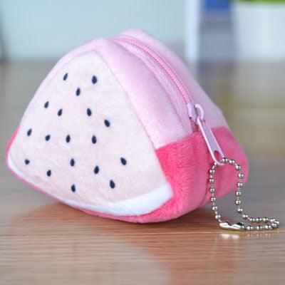 Children's Day Creative Gift Plush Solid Triangle Fruit Zero Wallet Coin Bag Key Bag Strap - Nioor