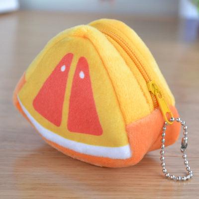 Children's Day Creative Gift Plush Solid Triangle Fruit Zero Wallet Coin Bag Key Bag Strap - Nioor