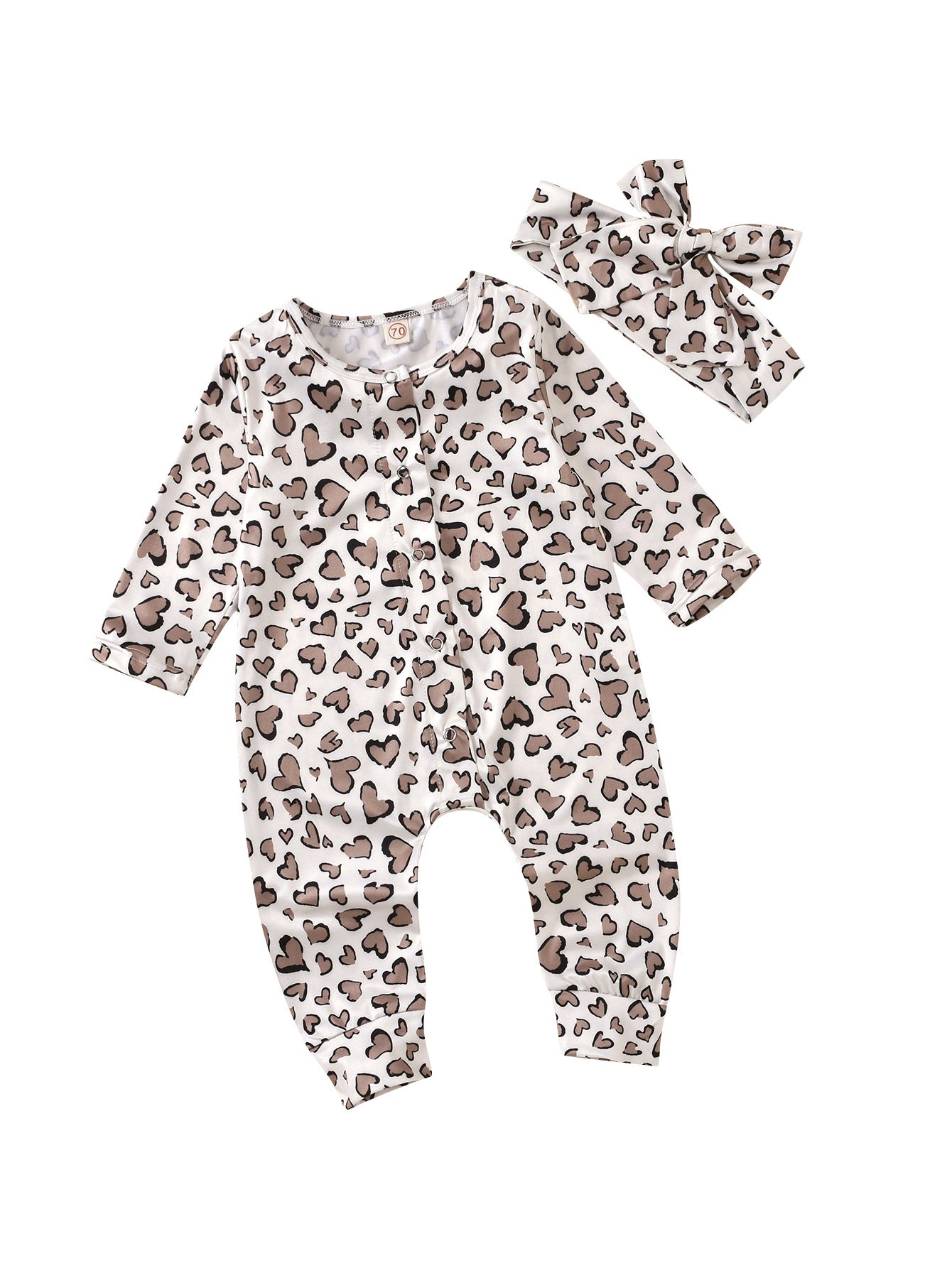 Heart-shaped Print Baby Jumpsuit