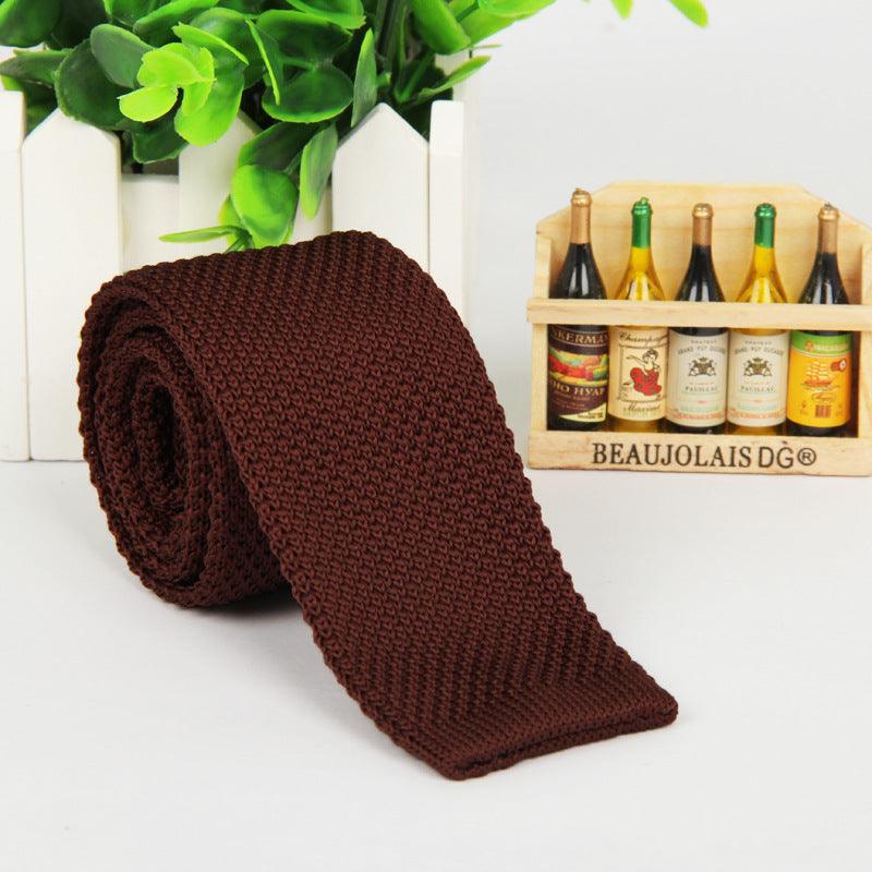 Solid-color knitted tie for men - Nioor