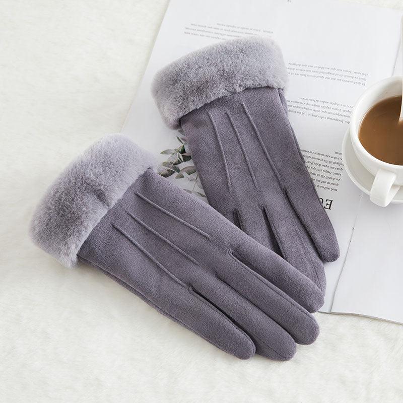 Thermal Gloves N915 Women's Winter Suede Double-layer Velvet Thickened - Nioor