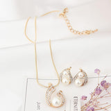 Europe and the United States foreign trade exquisite package with bridal jewelry set pearl water drop two Pearl Necklace Set - Nioor