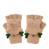 Plush Gloves Female Flip Half Finger Toe Cute Cartoon - Nioor