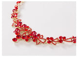 Bridal jewelry, red necklace, earrings, three sets of toast, clothing accessories wholesale - Nioor