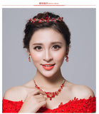 Bridal jewelry, red necklace, earrings, three sets of toast, clothing accessories wholesale - Nioor