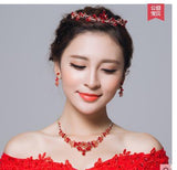 Bridal jewelry, red necklace, earrings, three sets of toast, clothing accessories wholesale - Nioor