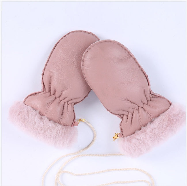 Children's Warm And Thick Mitten Sheepskin Gloves